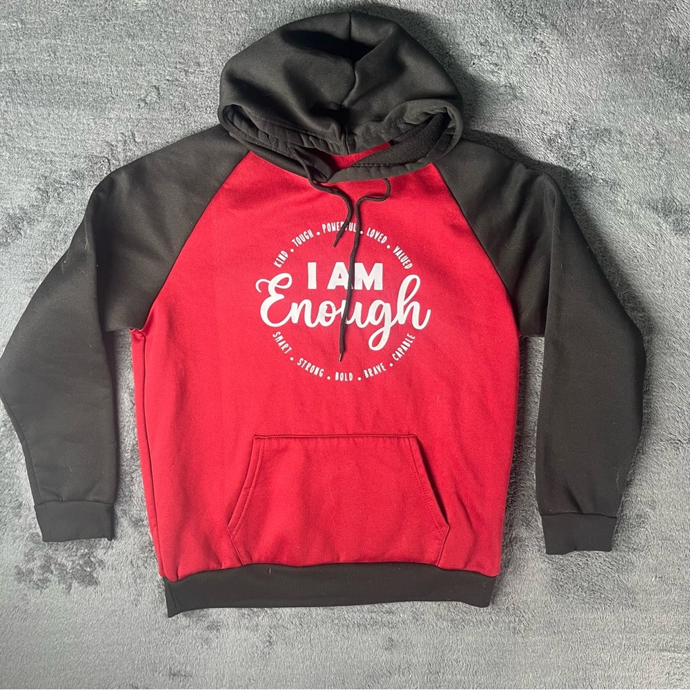 Red and Black Hoodie with Motivational Print